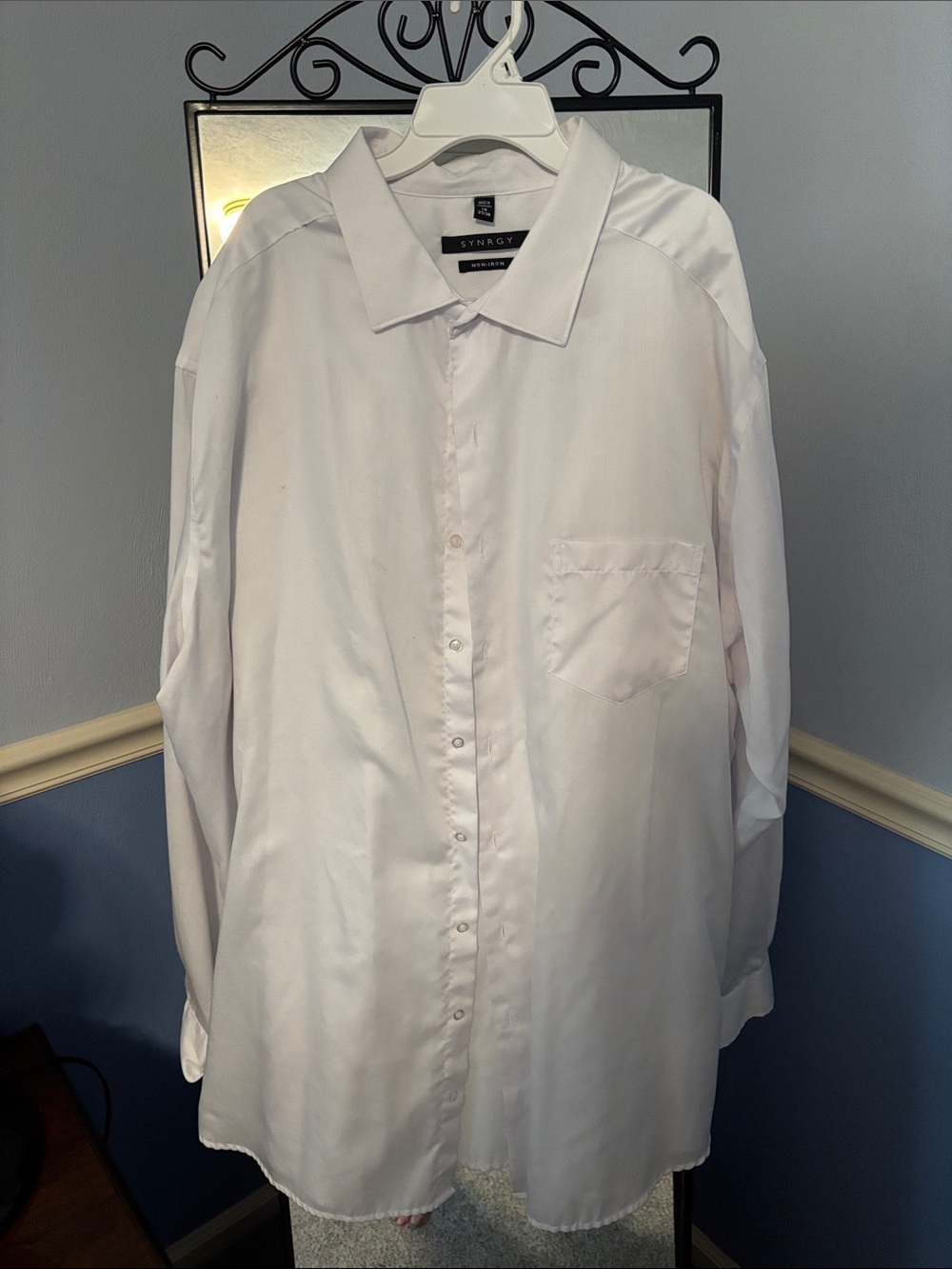 Mens White Long Sleeved Dress Shirt